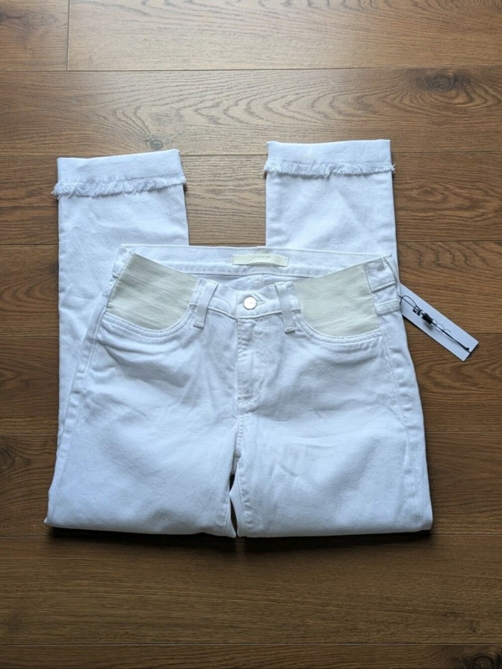 Joe's Jeans The Lara Mid Rise Frayed Ankle Maternity Jeans White 27 NWT *W/FLAW - Picture 10 of 11